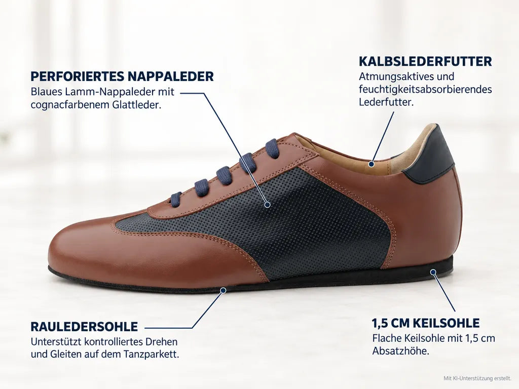 Werner Kern Herren Sneaker Tanzschuhe Positano – Produktinfografik, mit KI-Unterstützung erstellt.