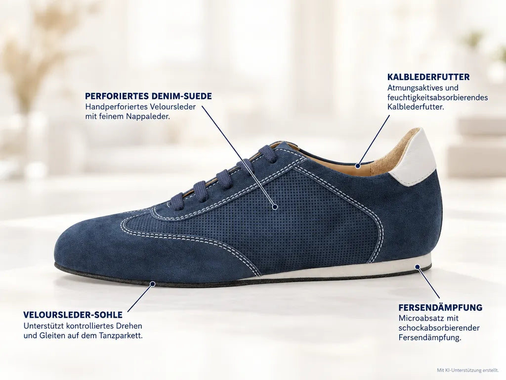 Werner Kern Herren Sneaker Tanzschuhe Positano – Produktinfografik, mit KI-Unterstützung erstellt.