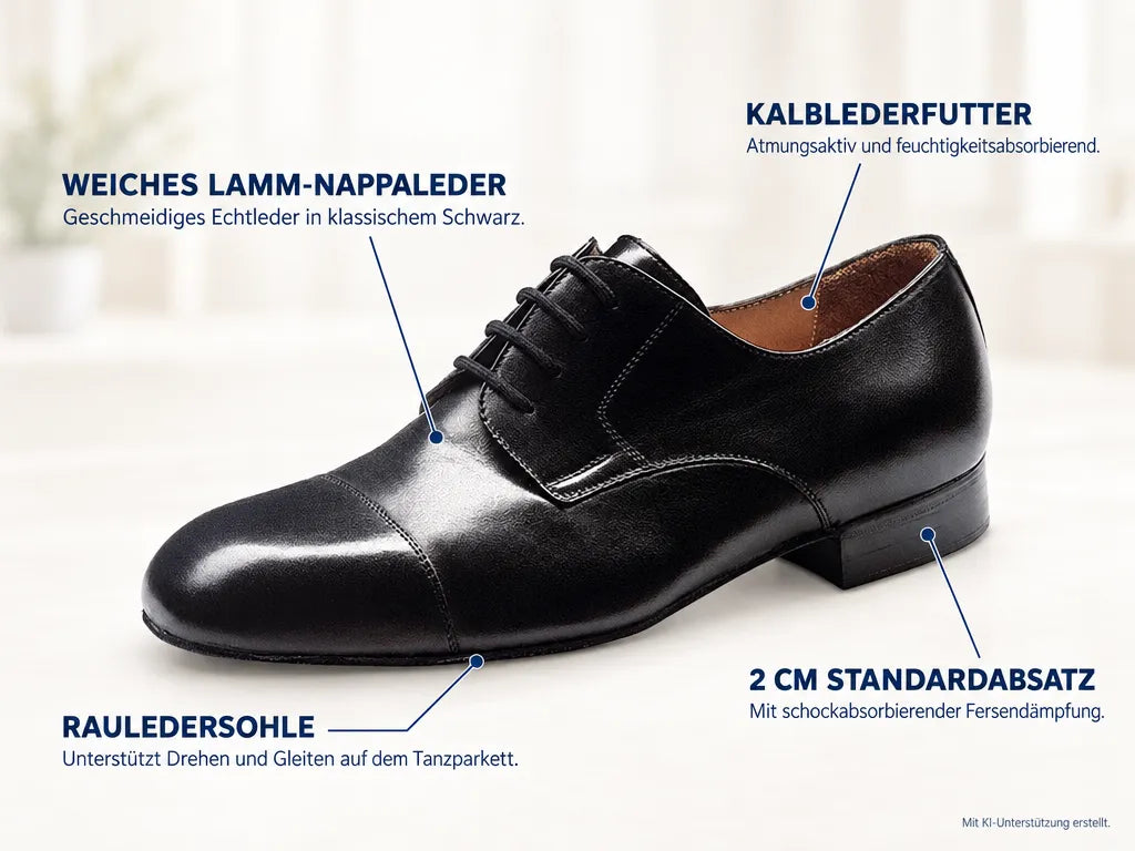 Werner Kern Herren Tanzschuhe 28011 Torino – Produktinfografik, mit KI-Unterstützung erstellt.