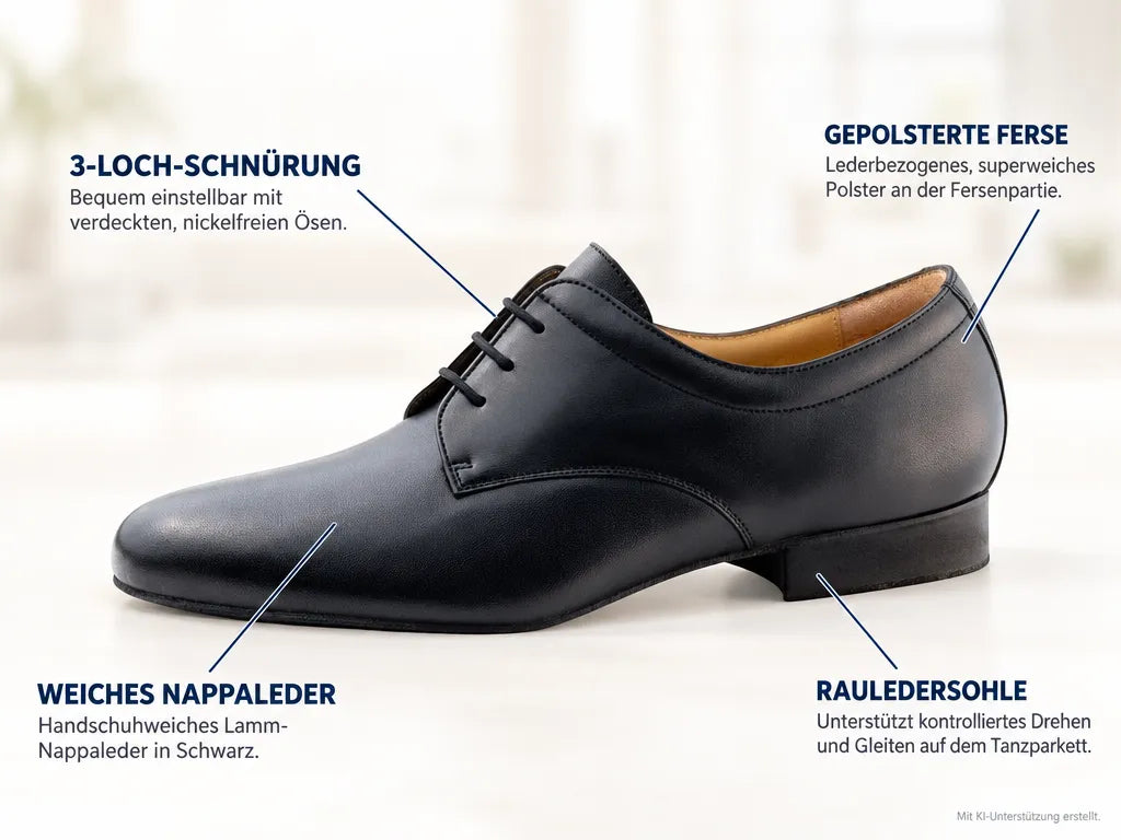 Werner Kern Herren Tanzschuhe 28012 Arezzo – Produktinfografik, mit KI-Unterstützung erstellt.