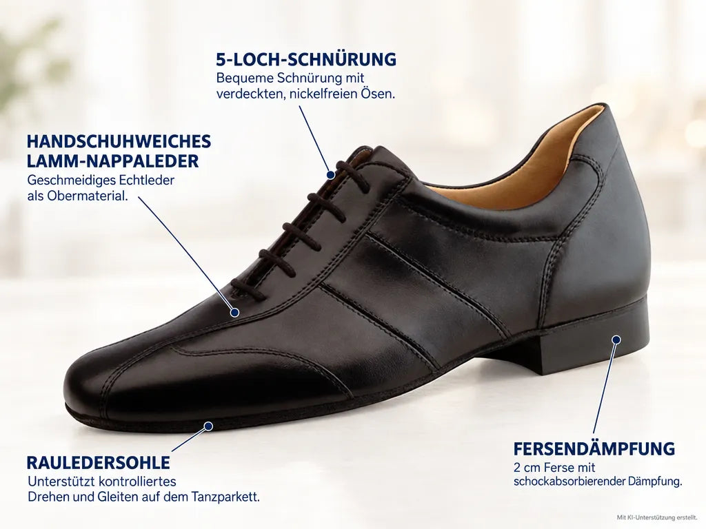 Werner Kern Herren Tanzschuhe 28021 Crotone – Produktinfografik, mit KI-Unterstützung erstellt.