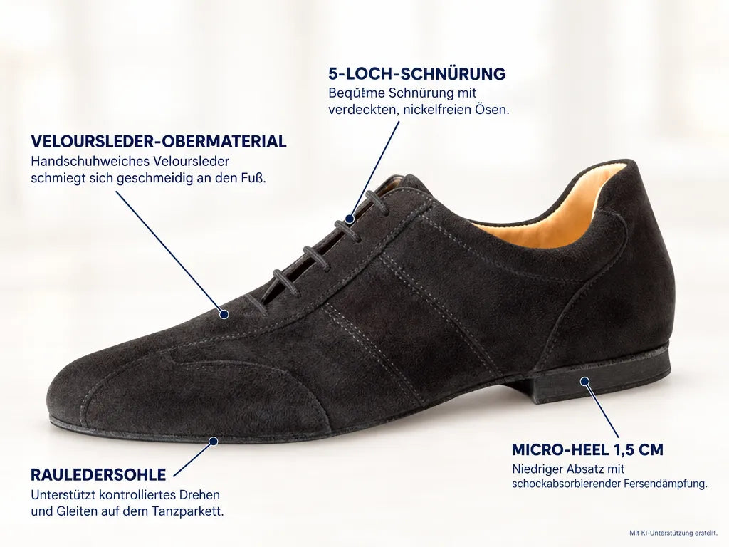 Werner Kern Herren Tanzschuhe 28045 Cuneo – Produktinfografik, mit KI-Unterstützung erstellt.