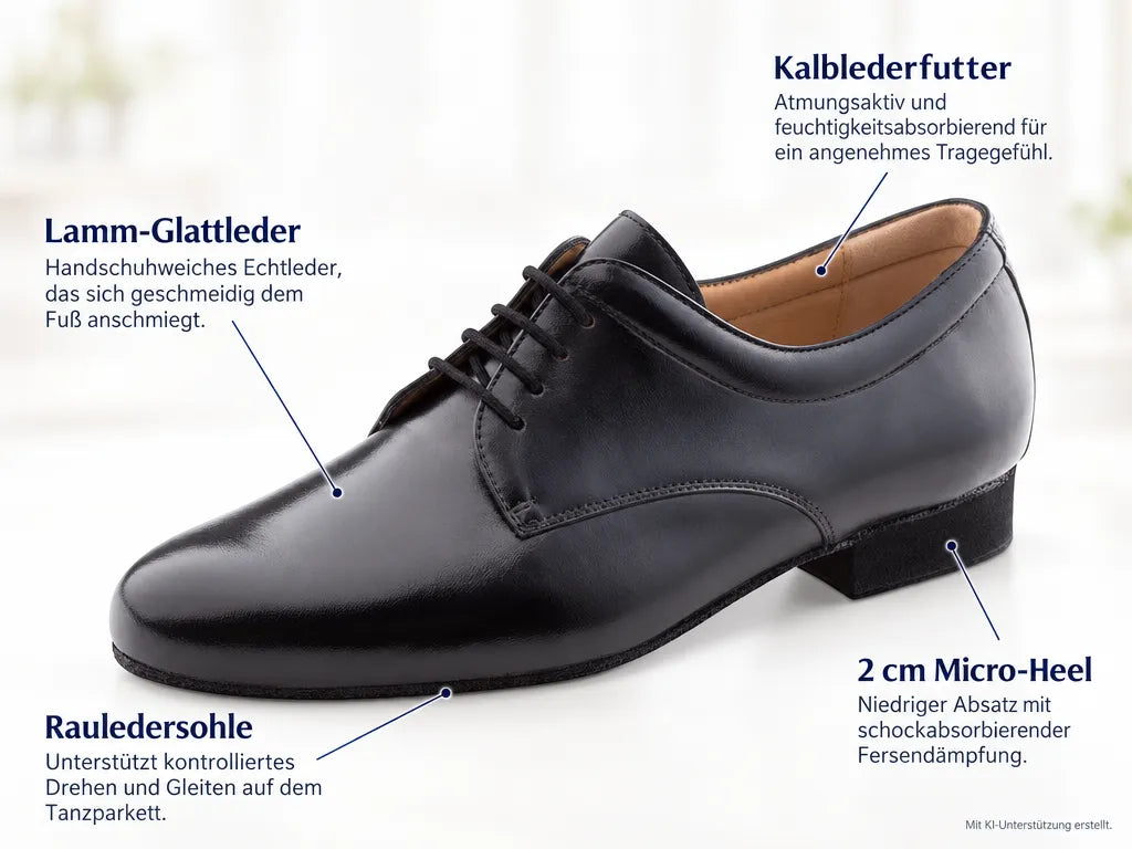 Werner Kern Herren Tanzschuhe Catania – Produktinfografik, mit KI-Unterstützung erstellt.