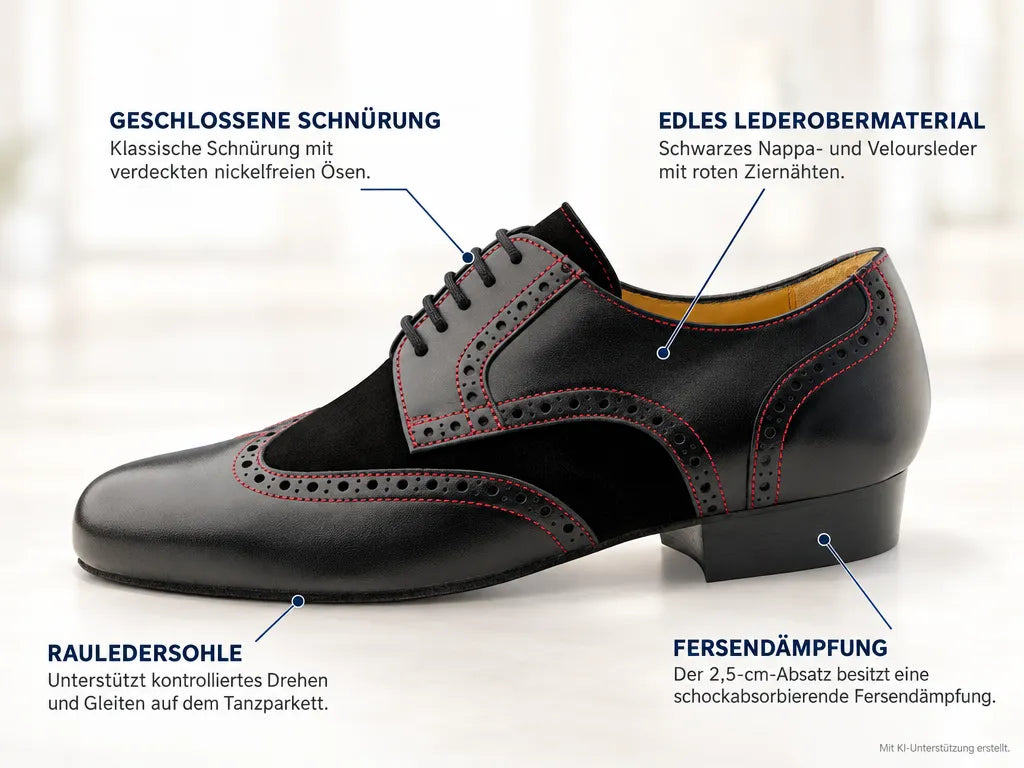 Werner Kern Herren Tanzschuhe Trapani – Produktinfografik, mit KI-Unterstützung erstellt.