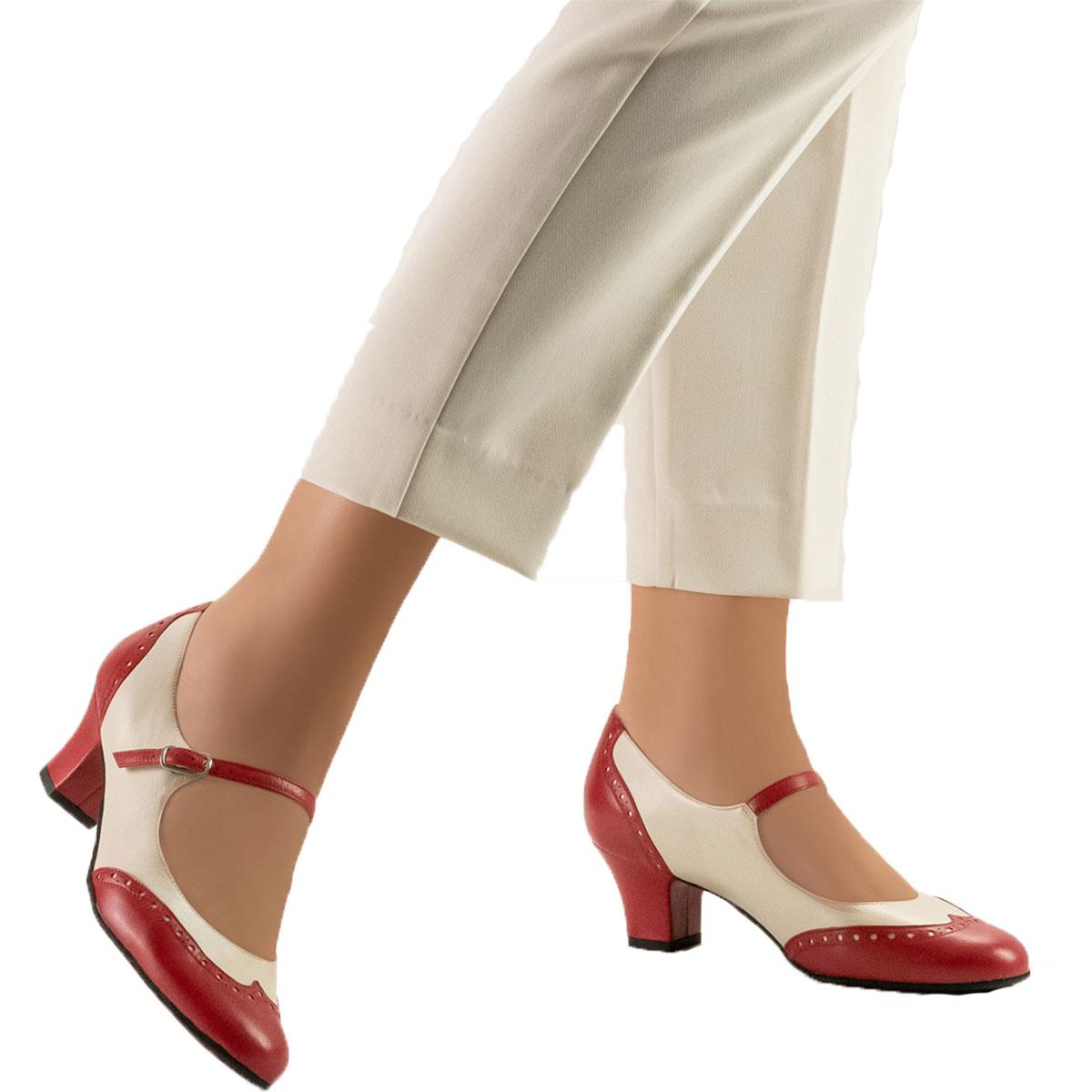Werner Kern Damen Tanzschuhe Emma 4,5 - Farbe: Rot/Creme - Größe: UK 1,5