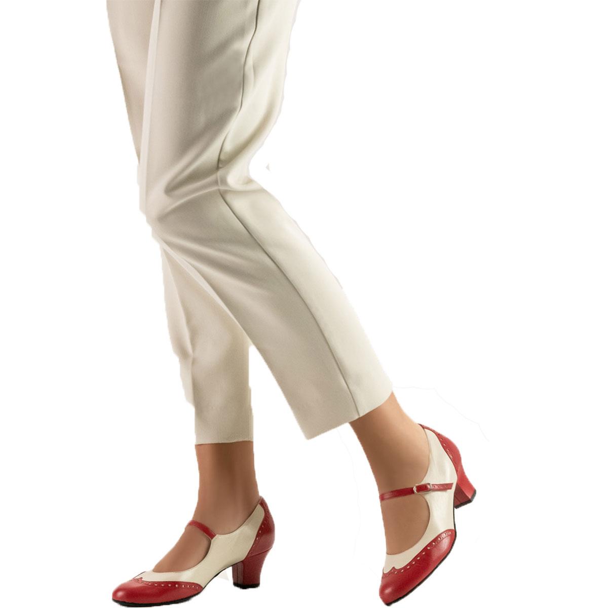 Werner Kern Damen Tanzschuhe Emma 4,5 - Farbe: Rot/Creme - Größe: UK 7,5