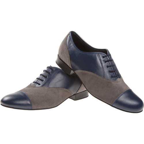 Diamant Hombres Zapatos de Baile 077-025-455 - Cuero Azul / Gris [Ancho] - 2 cm