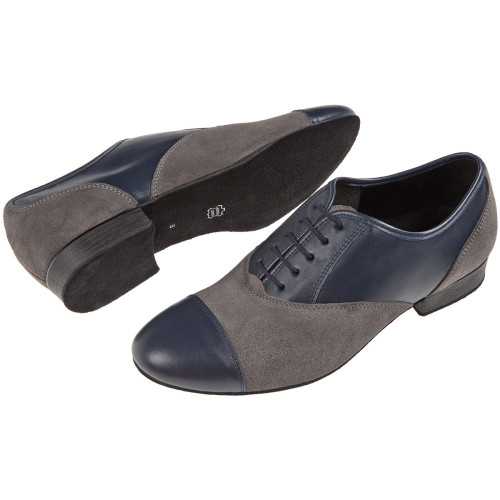 Diamant Homens Sapatos de Dança 077-025-455 - Cuoro/Camurça Azul/Cinz [Longe]