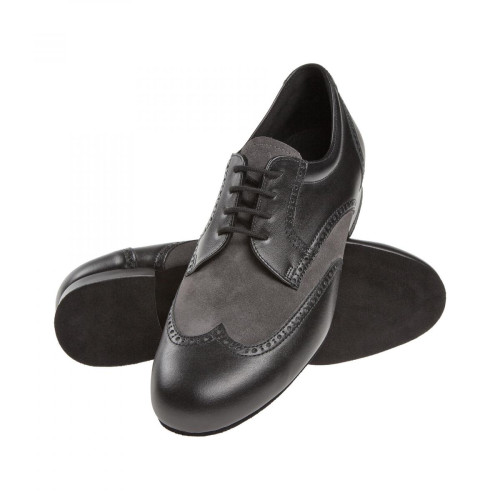 Diamant Hombres Zapatos de Baile 099-025-376 - Cuero Negro / Ante Gris - Ancho [UK 8]