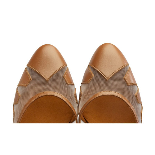 Supadance Mujeres Zapatos de Baile 1040 - Cuero/Mesh Karamell - 2.5" Flare - Talla: UK 6,5