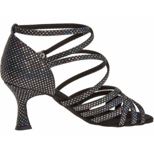 Diamant Damen Tanzschuhe 108-087-183 - Schwarz/Silber - 6,5 cm