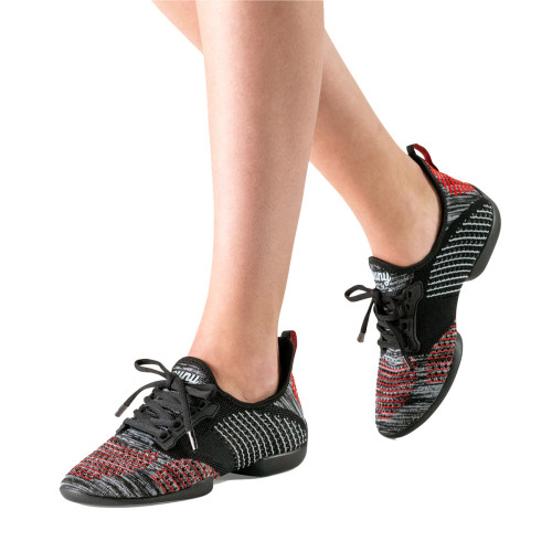 Anna Kern Ladies Dance Sneakers 115 Pureflex - Red/Gray - Sneaker Sole  - Größe: UK 3,5