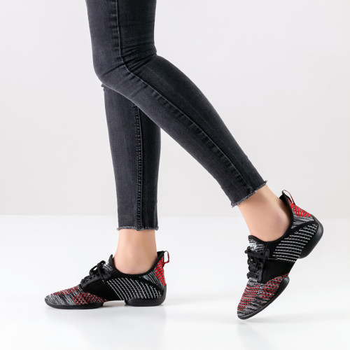 Anna Kern Ladies Dance Sneakers 115 Pureflex - Red/Gray - Sneaker Sole  - Größe: UK 5,5