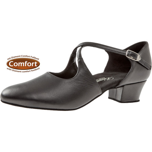 Diamant Femmes Chaussures de Danse 052-102-034 - Cuir Noir - 3,7 cm Cuban [UK 5]