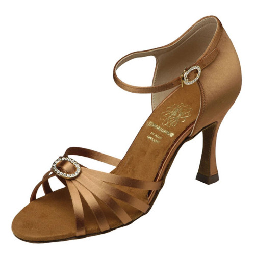 Supadance - Damen Latein Tanzschuhe 1516 - Dark Tan Satin - Regular - 3" Flare [UK 4]