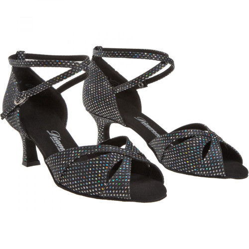 Diamant Women´s dance shoes 141-077-183 - Textile Black/Silver - 5 cm Flare  - Größe: UK 6