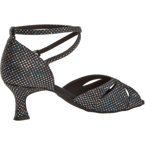 Diamant Mujeres Zapatos de Baile 141-077-183 - Tejido Negro/Plateado - 5 cm Flare  - Größe: UK 7