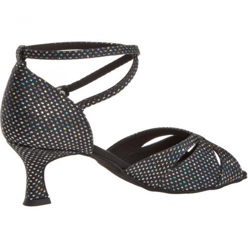 Diamant Mujeres Zapatos de Baile 141-077-183 - Tejido Negro/Plateado - 5 cm Flare  - Größe: UK 5