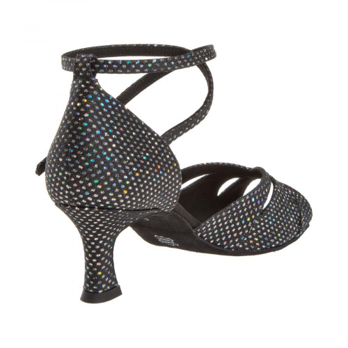 Diamant Damen Tanzschuhe 141-077-183 - Textil Schwarz/Silber - 5 cm Flare  - Größe: UK 7