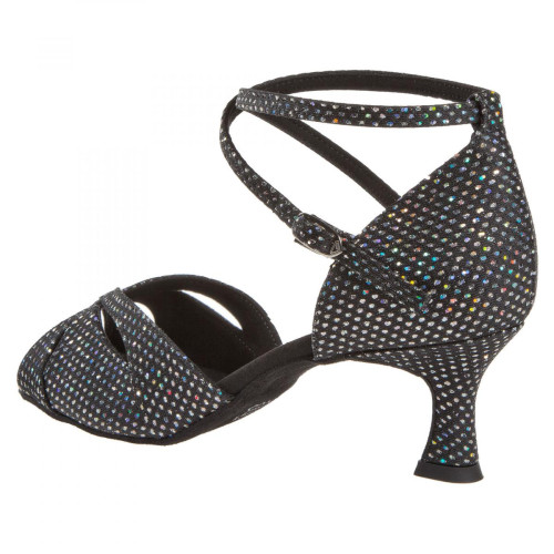 Diamant Sapatos de Dança 141-077-183 - Têxtil Preto/Prata - 5 cm Flare  - Größe: UK 6,5