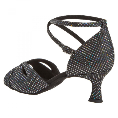 Diamant Mujeres Zapatos de Baile 141-077-183 - Tejido Negro/Plateado - 5 cm Flare  - Größe: UK 7