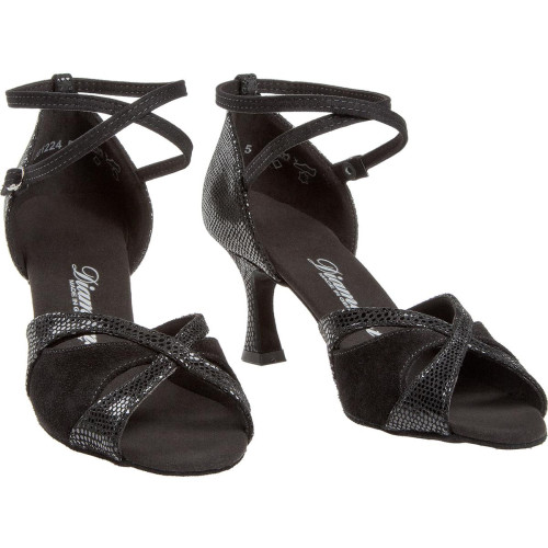 Diamant Damen Tanzschuhe 141-087-084 - Velour Schwarz - 6,5 cm