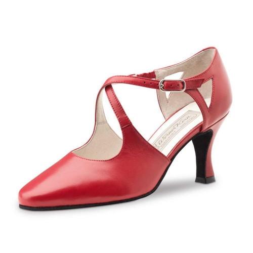 Werner Kern Damen Tanzschuhe Ines - Leder Rot - 6,5 cm  - Größe: UK 6