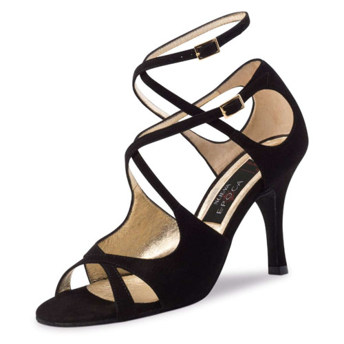 Nueva Epoca Mujeres Zapatos de Baile Amalia - Ante Negro - 8 cm Stiletto  - Größe: UK 5
