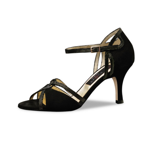 Nueva Epoca Femmes Chaussures de Soirée Christina LS - Suède Noir - 7 cm Stiletto - Semelle en cuir nubuck  - Größe: UK 6,5