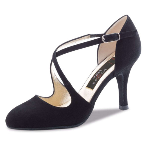 Nueva Epoca Femmes Chaussures de Danse Serena - Suède Noir - 8 cm Stiletto [UK 6]