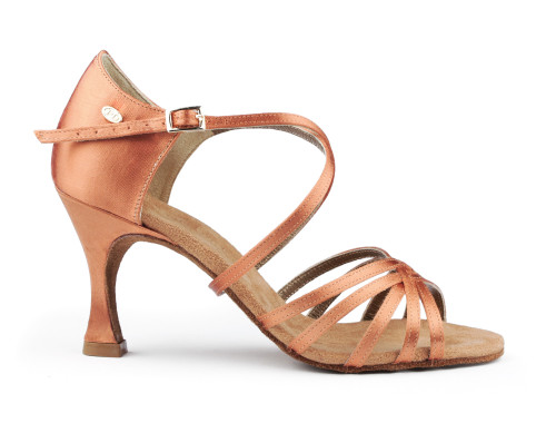 Portdance Ladies Latin Dance Shoes PD631 Basic - Bronze Dark Satin - 6 cm Flare - Size: EUR 37