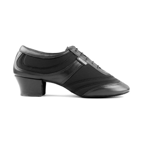 Portdance Heren Latin Dansschoenen PD013 - Leer/Lycra Zwart - 4,5 cm Latin - Grootte: EUR 43