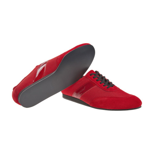 Diamant Herren Tanz Sneakers 192-425-579-V - Veloursleder Rot - 1,5 cm