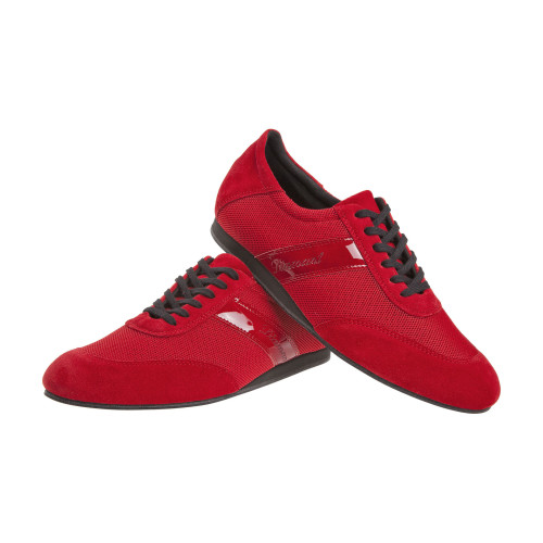 Diamant Herren Tanz Sneakers 192-425-579-V - Veloursleder Rot - 1,5 cm