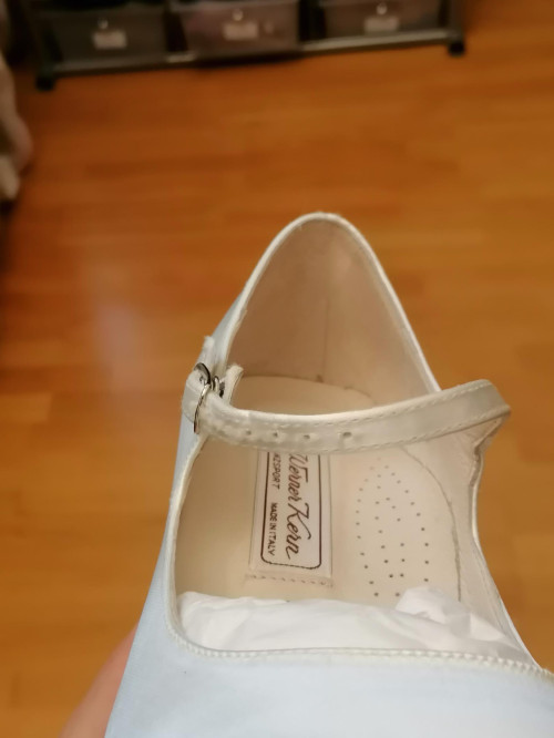 Werner Kern Scarpe da Sposa Ashley LS - Raso Bianco - 6 cm - Suola in Cuoio [UK 4,5 - B-Ware]