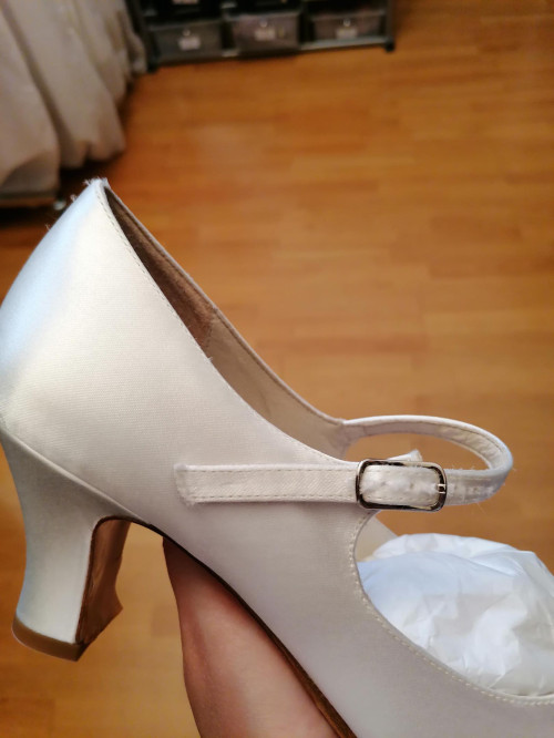 Werner Kern Sapatos de Noiva Ashley LS - Cetim Branco - 6 cm - Sola de Couro [UK 8 - B-Ware]