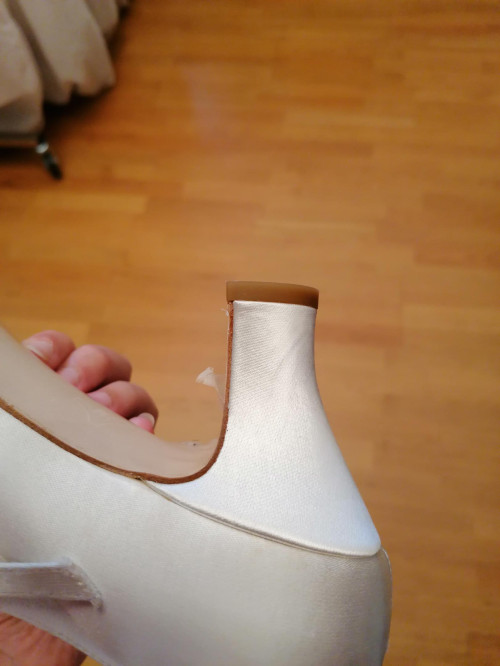 Werner Kern Scarpe da Sposa Ashley LS - Raso Bianco - 6 cm - Suola in Cuoio [UK 8,5 - B-Ware]