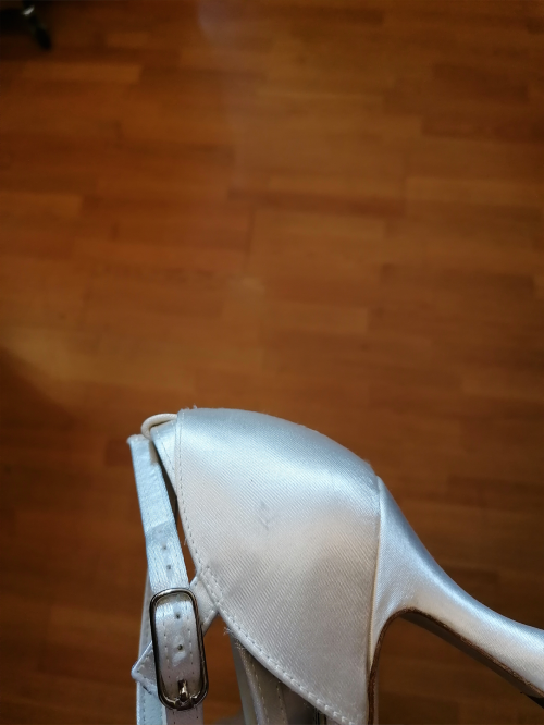 Werner Kern Zapatos de Novia Betty LS - Satén Blanco 6,5 - Suela de Cuero Nubuck [UK 3,5 | used 1-2x]