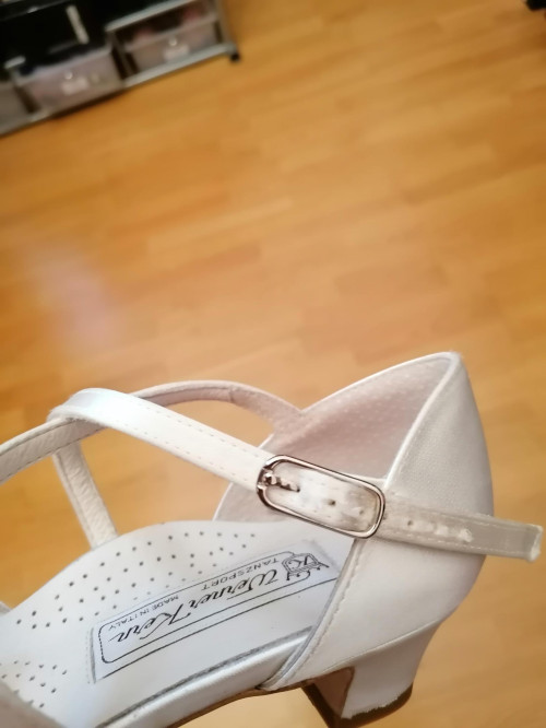 Werner Kern Mulheres Sapatos de Dança Felice 3,4 LS - Cetim Branco - Sola de Couro [UK 4 - B-Ware]