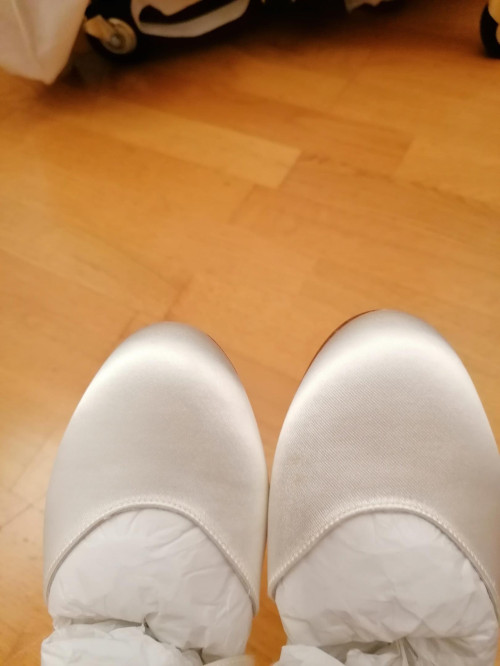 Werner Kern Sapatos de Noiva Felice 4,5 LS - Cetim Branco - 4,5 cm - Sola de Couro [UK 3 - B-Ware]