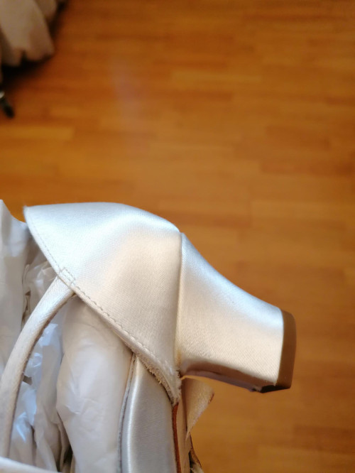 Werner Kern Sapatos de Noiva Felice 4,5 LS - Cetim Branco - 4,5 cm - Sola de Couro [UK 4 - B-Ware]