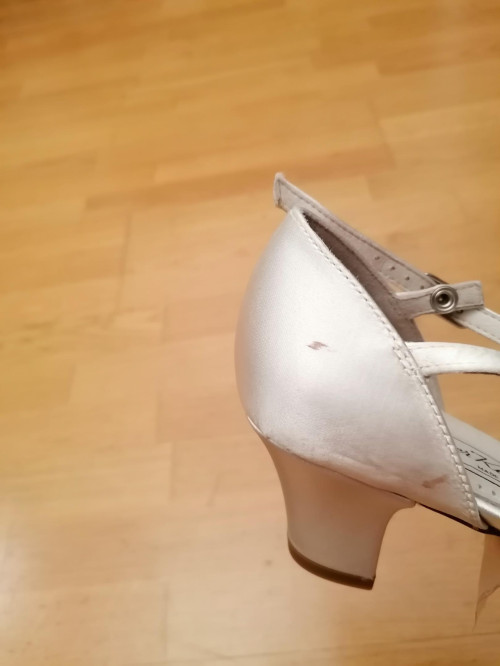 Werner Kern Donne Scarpe da Sposa Felice 4,5 LS - Raso Bianco - 4,5 cm - Suola in Cuoio [UK 6,5 - B-Ware]