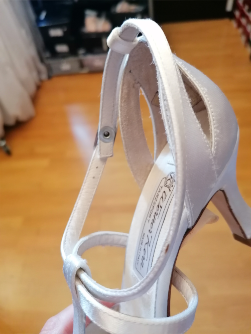 Werner Kern Zapatos de Novia Francis LS - Satén Blanco - 6,5 cm - Suela de Cuero Nubuck  - Größe: UK 4