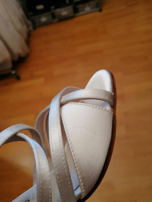 Werner Kern Zapatos de Novia July LS - Satén Blanco - 6,5 cm - Suela de Cuero Nubuck [UK 4 - B-Ware]