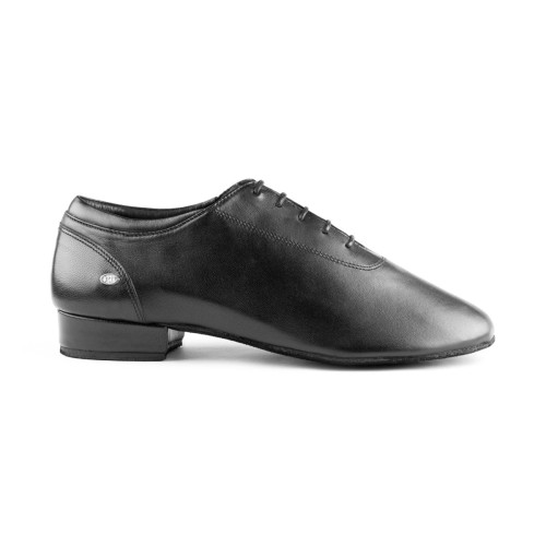 PortDance - Mens Latin Dance Shoes PD016 Premium - Black Leather - 2 cm