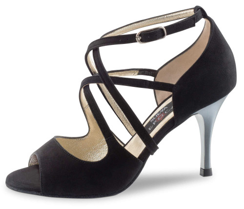 Nueva Epoca Femmes Chaussures de Danse Riana - Suède Noir - 7 cm Stiletto [UK 4,5]