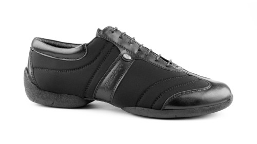 Portdance Hommes Sneakers PD Pietro - Cuir/Lycra Noir - Sneaker Semelle - Pointure: EUR 41