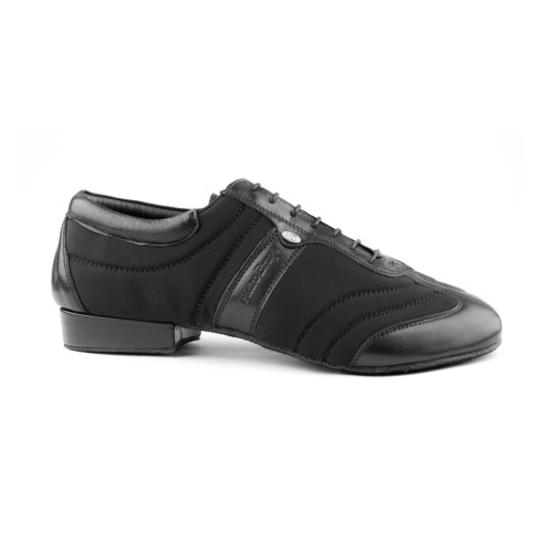 Portdance Hommes Chaussures de Danse PD Pietro - Cuir/Lycra Noir - Semelle en daim - Pointure: EUR 42