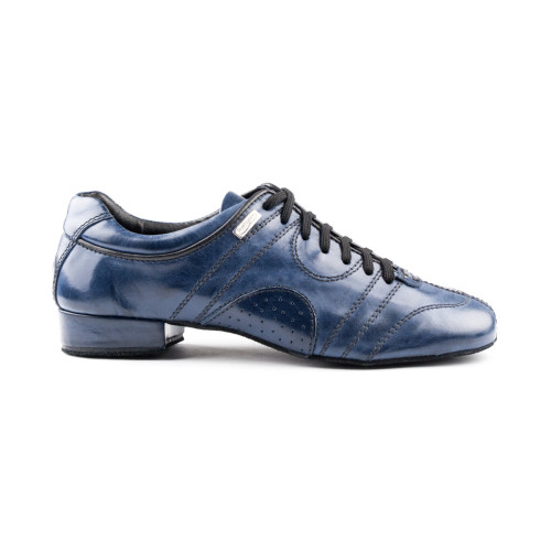 Portdance Hombres Zapatos de Baile PD Casual - Cuero Azul - Suela de Ante - Talla: EUR 43
