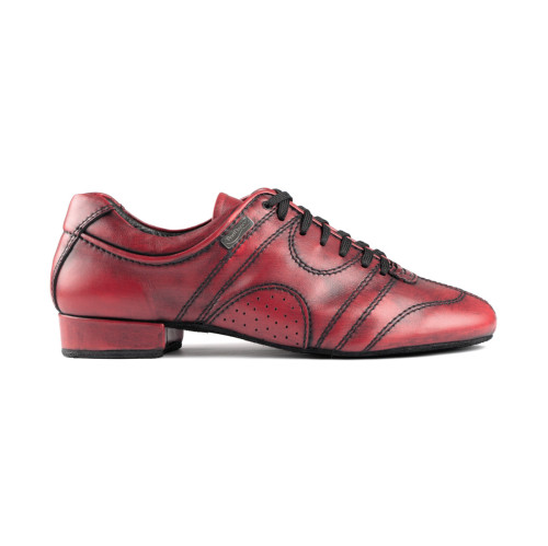 PortDance Hommes Chaussures de Danse PD Casual - Cuir Bordeaux - 2 cm